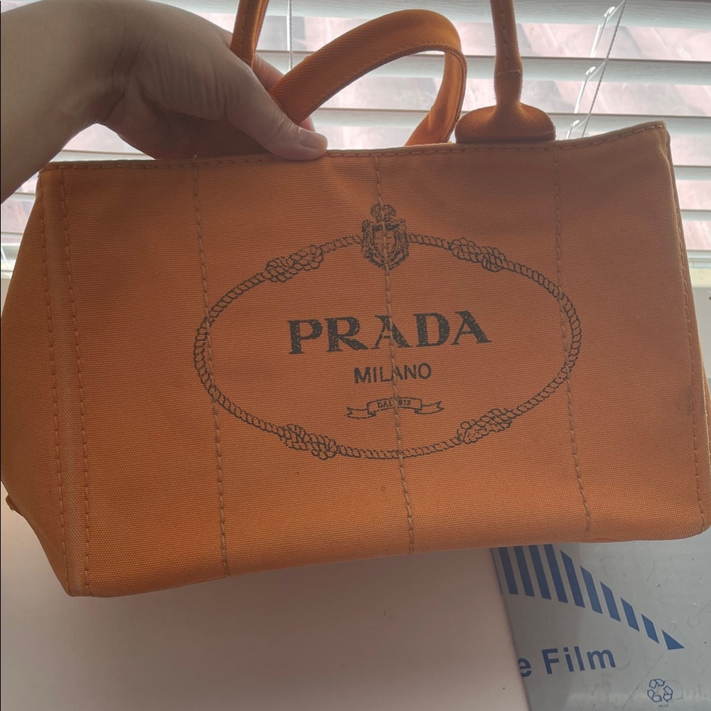Prada Vibrant Orange Tote Bag